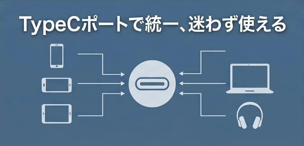 Type-Cポートで統一、迷わず使える