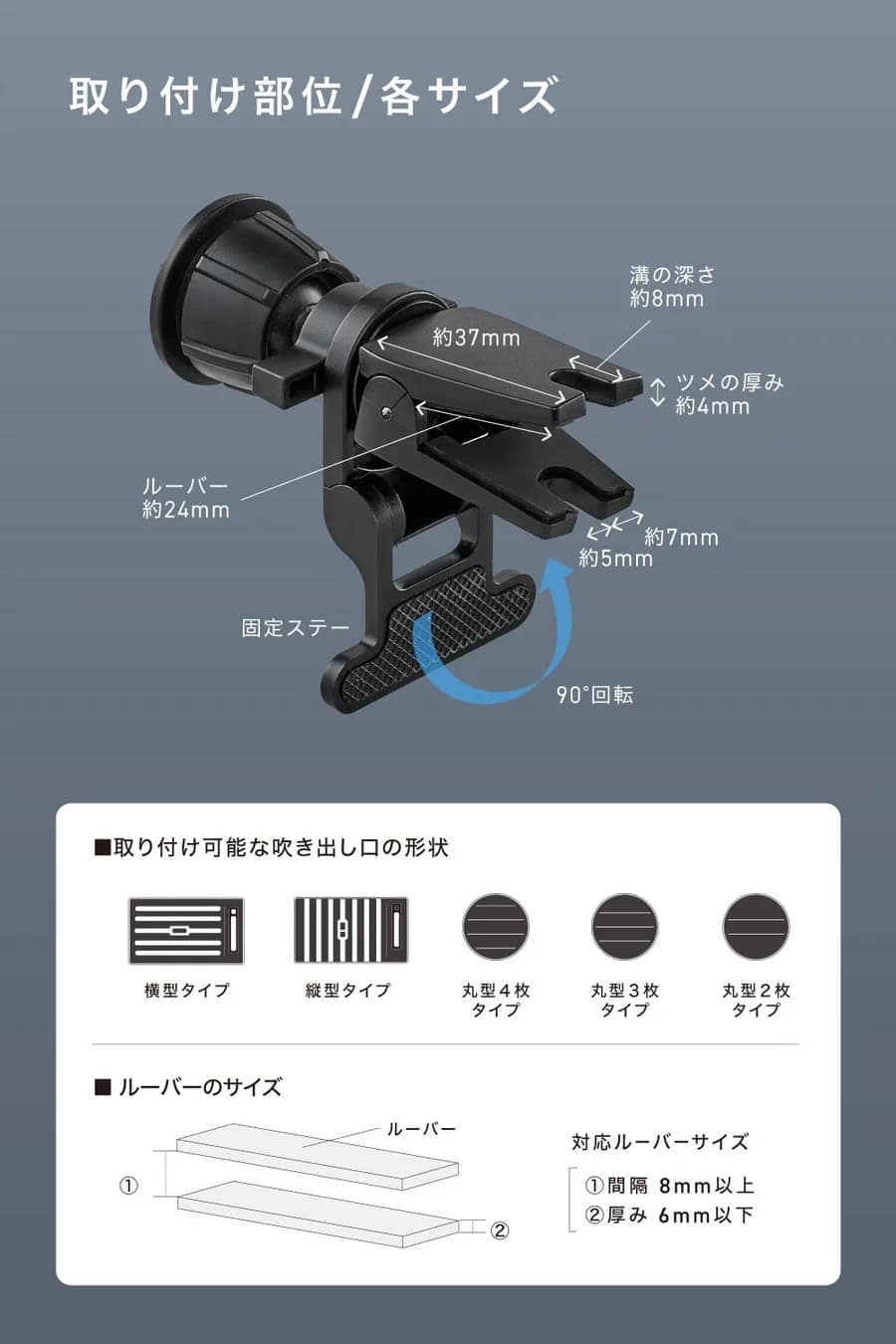 NovaWave Car Mount Built in Fanの取り付け部分