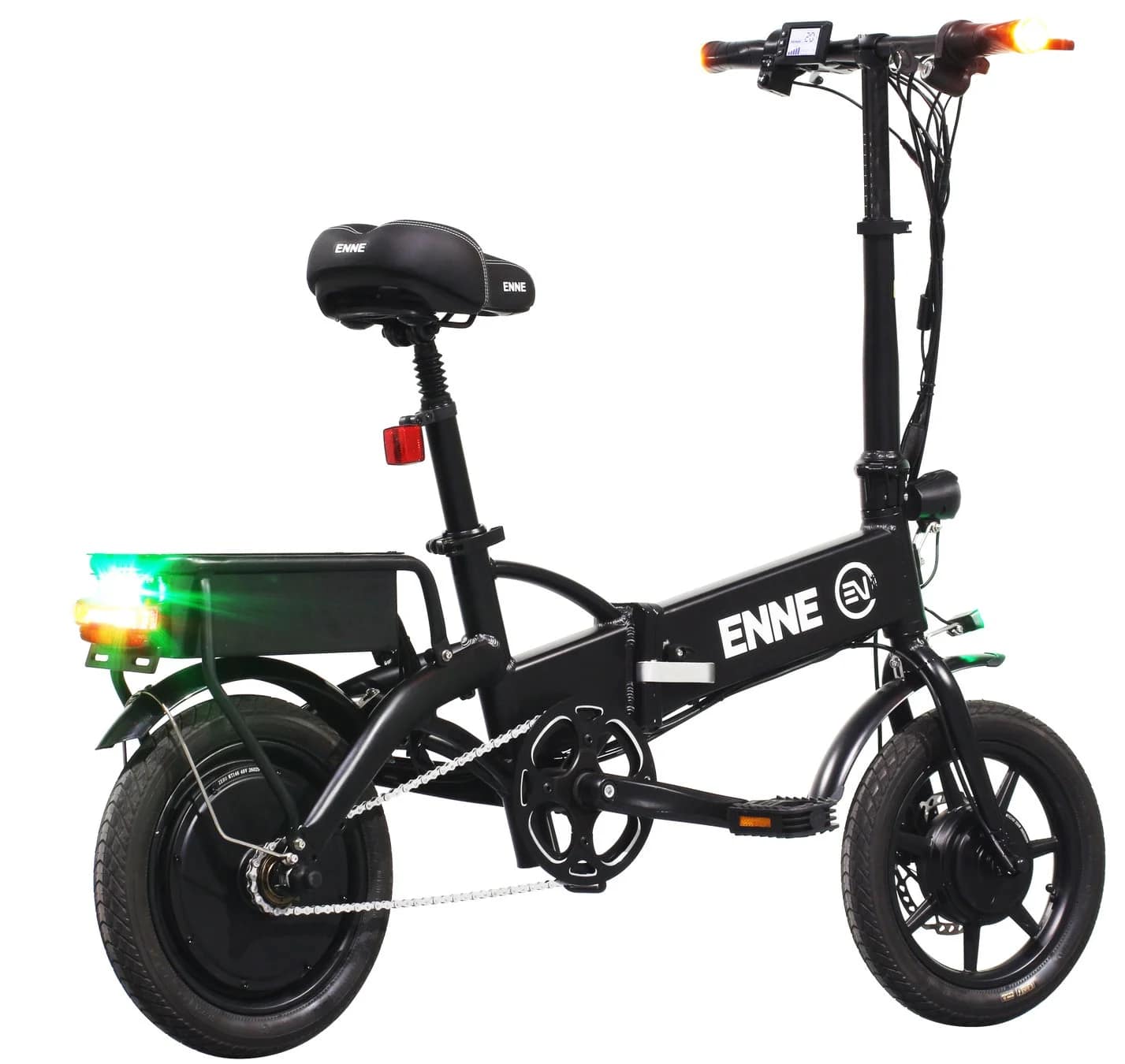 黒い折りたたみ電動自転車
