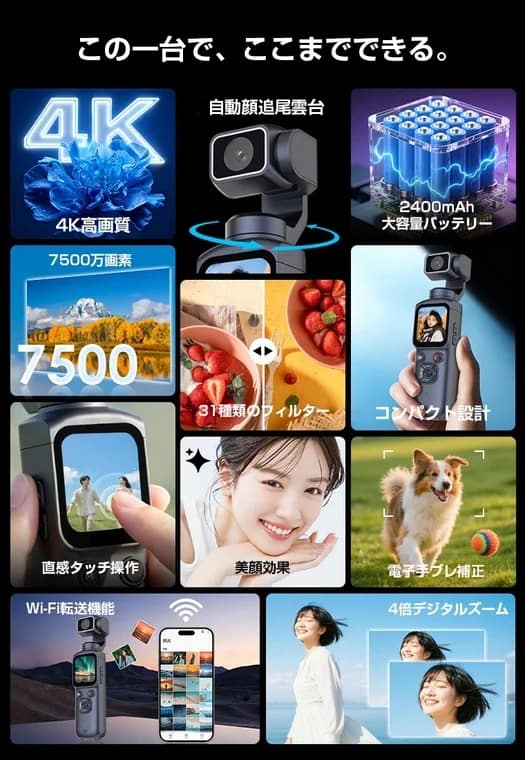多機能コンパクトジンバルカメラの広告