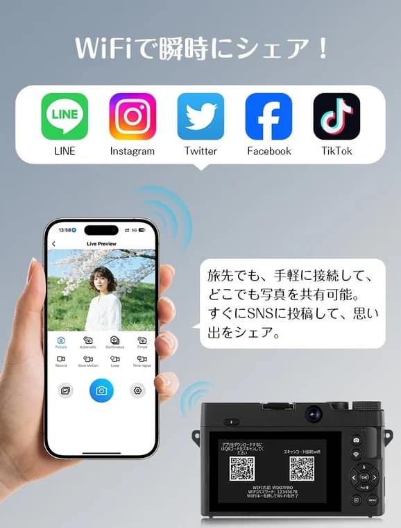 WiFiで瞬時にシェア！