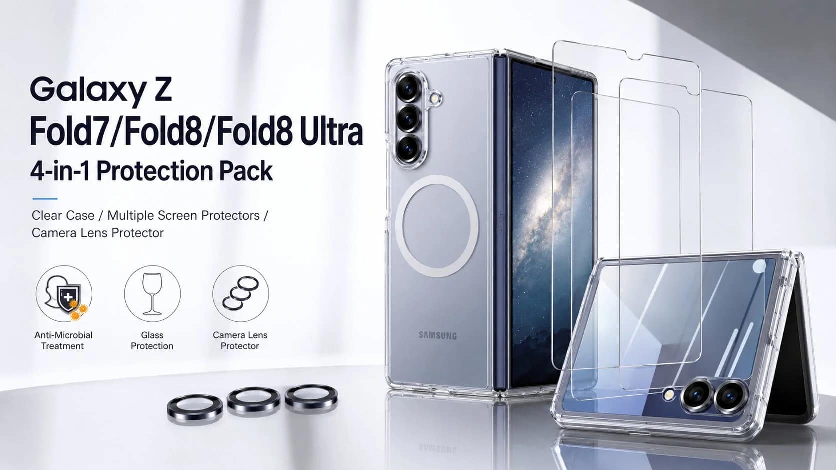 Galaxy Z Fold7/Fold8/Fold8 Ultra 4-in-1 Protection Pack